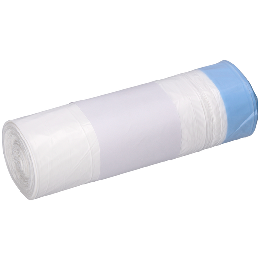 Garbage bags 30l with drawstring, HDPE in white, 25 pieces