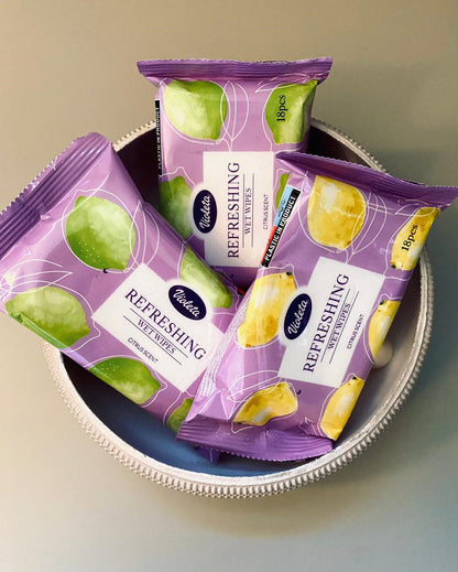 Citrus wet wipes in a pack of 3