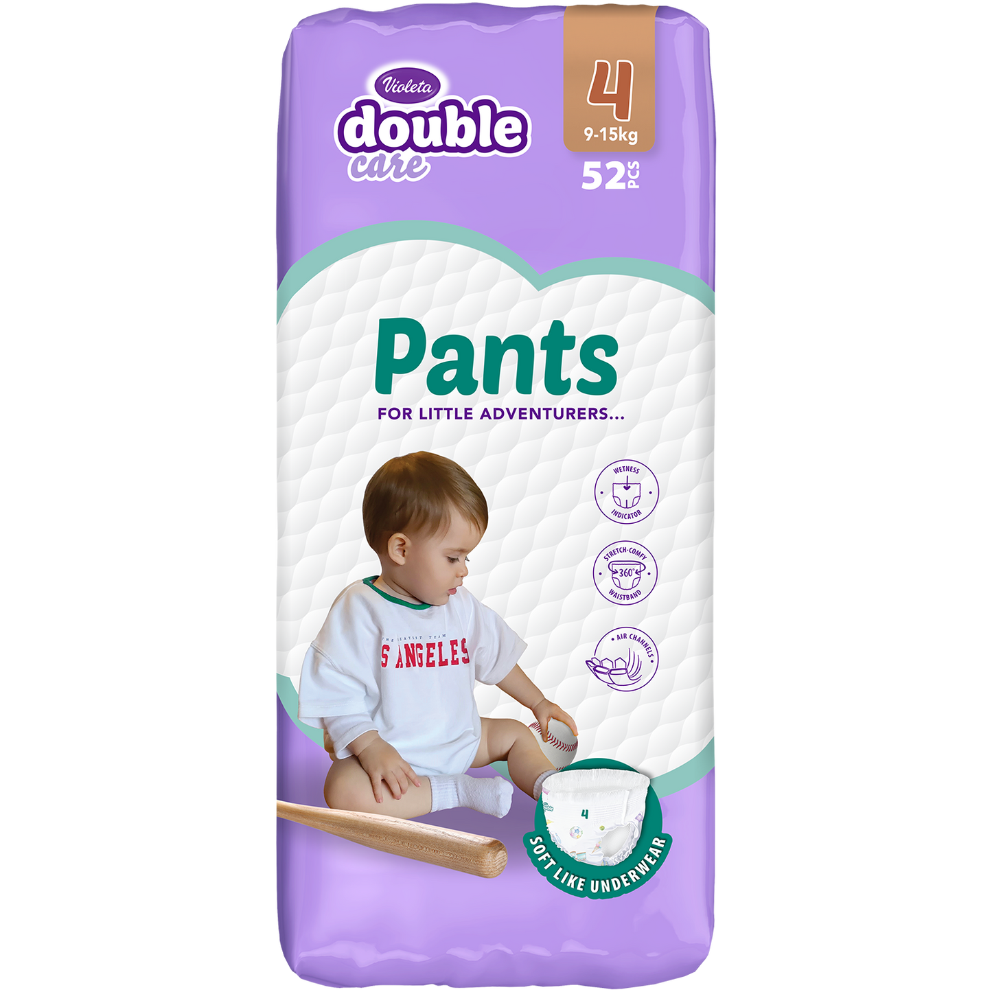 Diaper/Pants Double Care 4 (9 - 15 kg), 52 pieces.