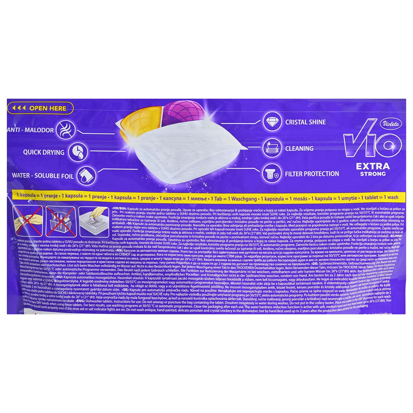 Dishwashing detergent VIO Extra Strong capsules – lemon scent, 84 pcs.