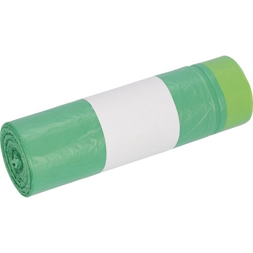 Garbage bags 60l with drawstring, HDPE in green, 20 pieces