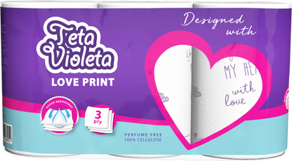 Küchenrollen 3/1 Teta Violeta LOVE, 3-lagig,Ellak 