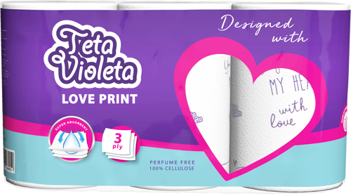 Küchenrollen 3/1 Teta Violeta LOVE, 3-lagig,Ellak 