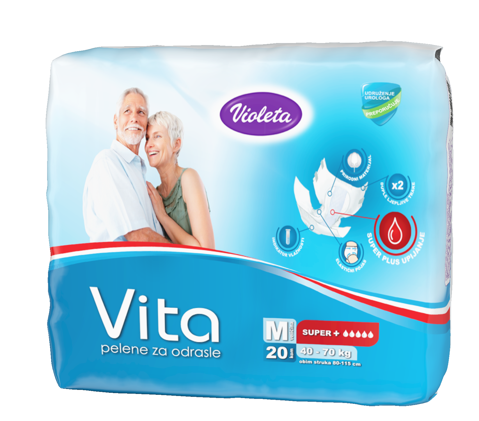 Windeln für Erwachsene Violeta - M super plus (40-70 kg) 20 Stk. - Ellak 