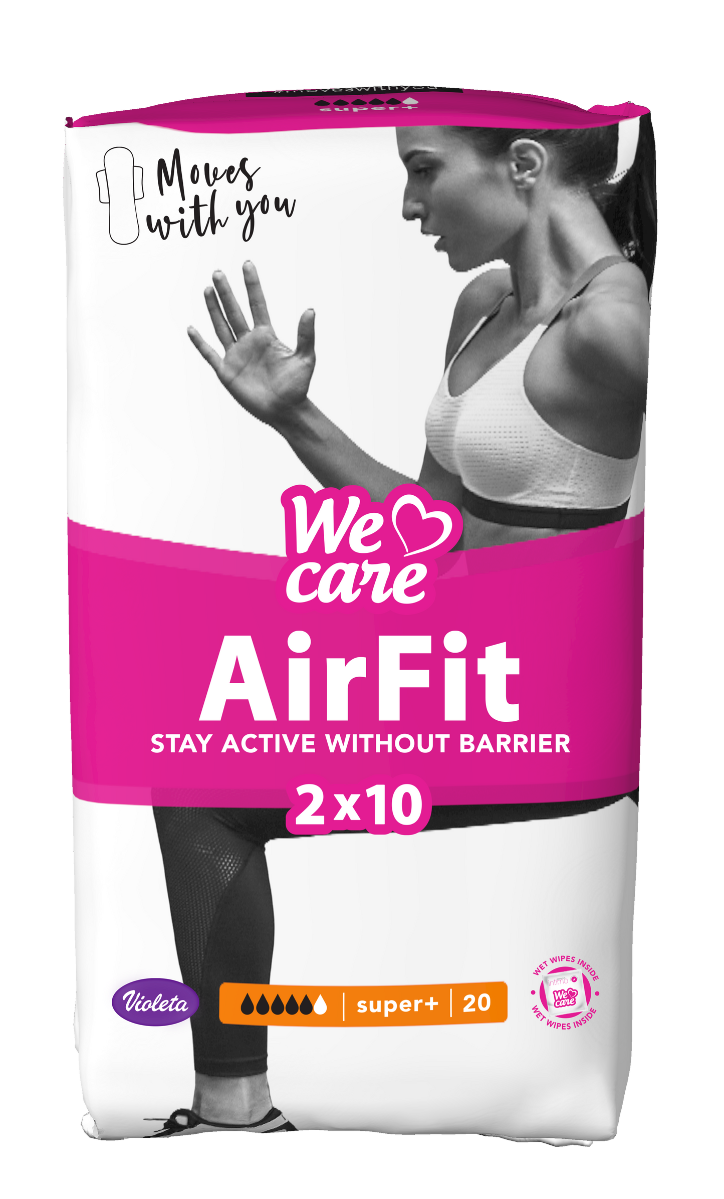 Damenbinden Violeta We Care Air Fit super +, 20 Stück - Ellak 