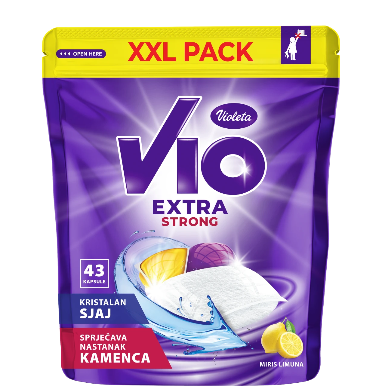 Dishwashing detergent VIO Extra Strong capsules – lemon scent, 43 pcs.