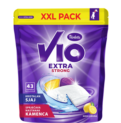 Dishwashing detergent VIO Extra Strong capsules – lemon scent, 43 pcs.