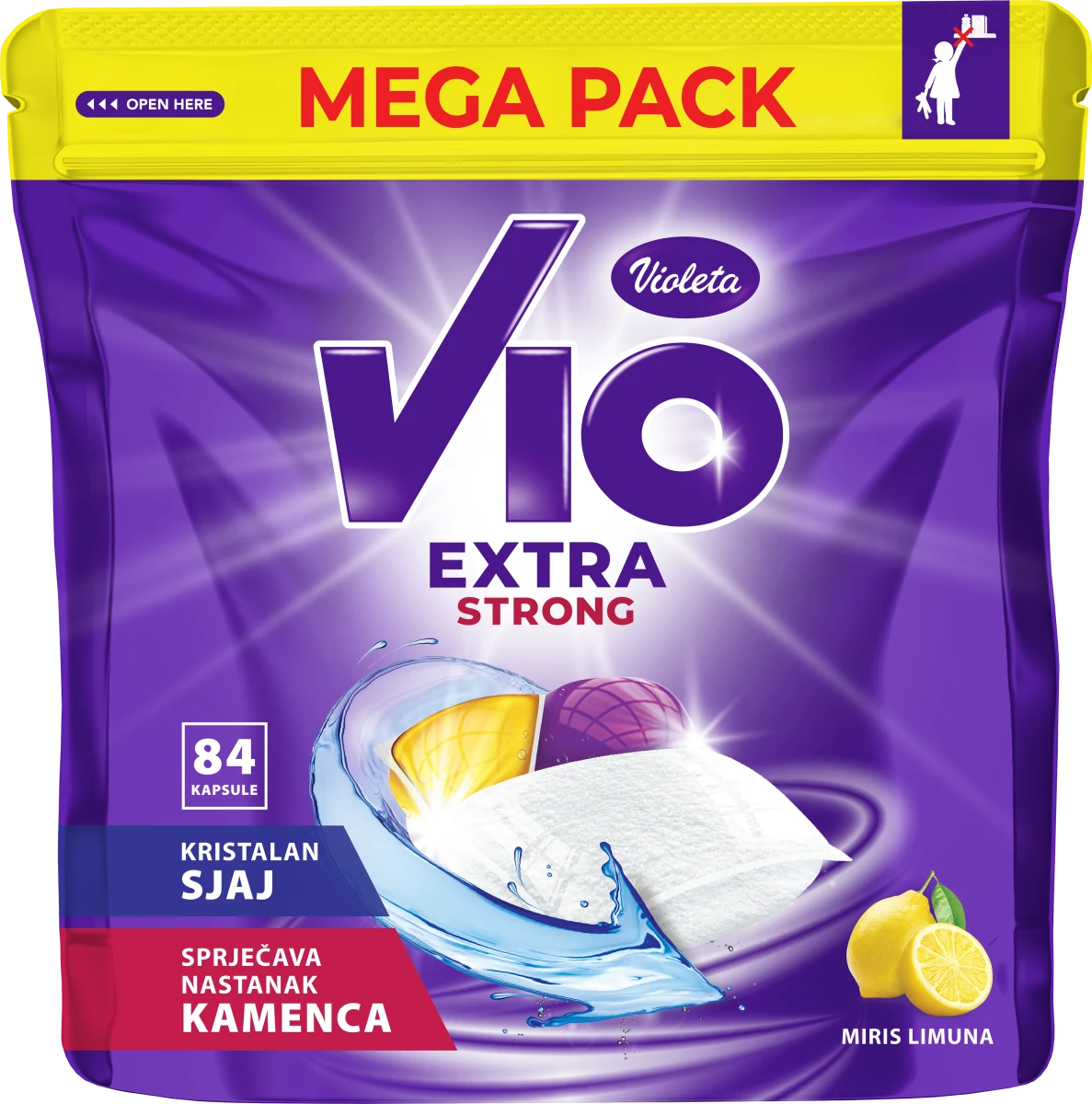 Dishwashing detergent VIO Extra Strong capsules – lemon scent, 84 pcs.