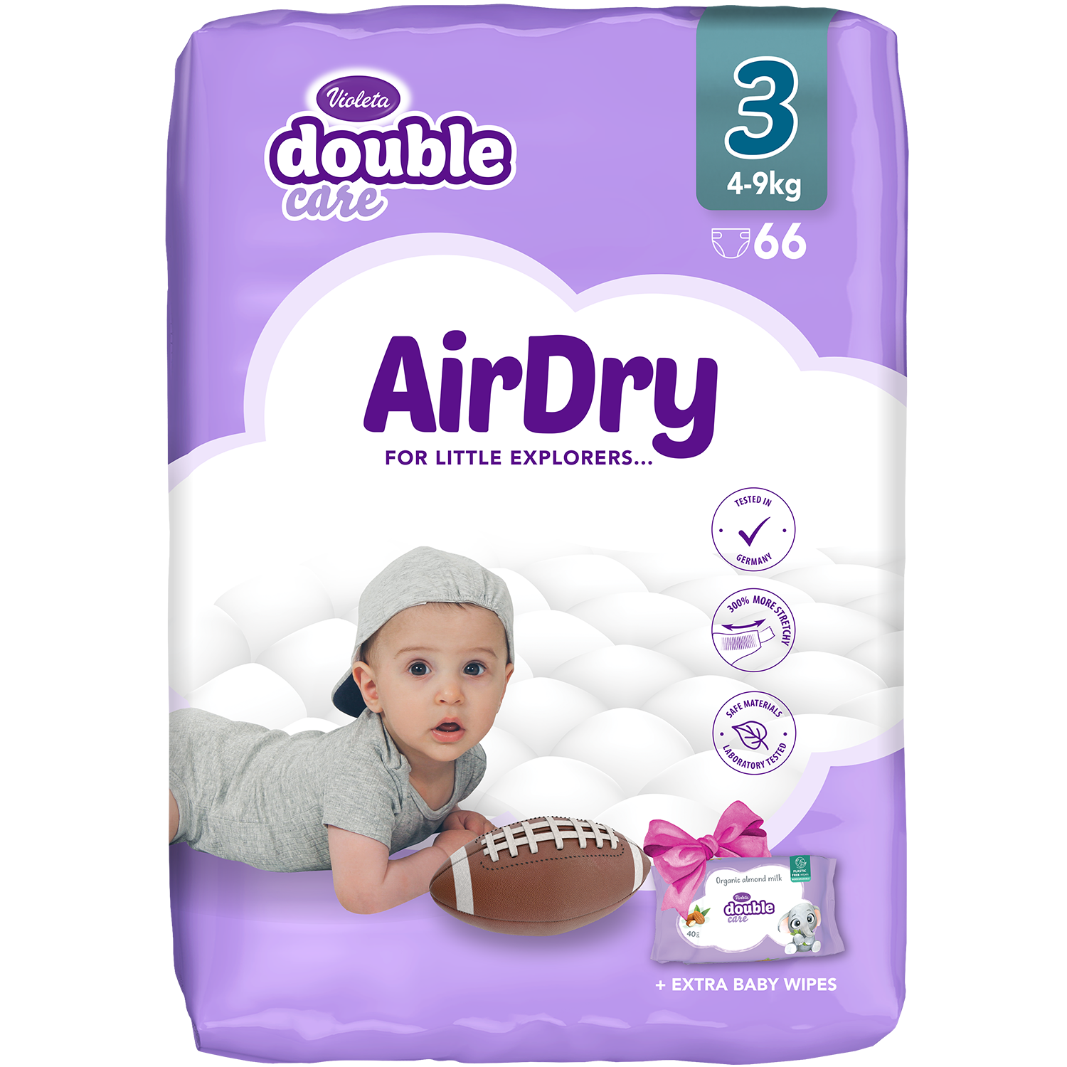 Babywindeln AIR DRY 4–9 KG, Größe 3, 66 Stück. - Ellak 